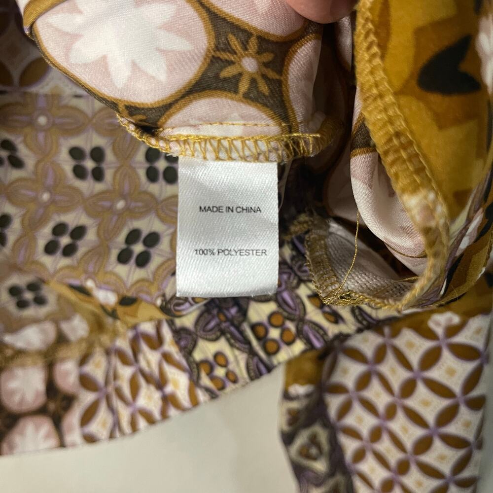 Drew Patchwork Pattern Cropped Long Sleeve Blouse… - image 3